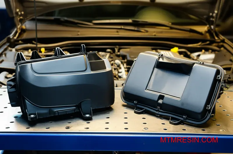 High-performance polypropylene compound components for automotive under-hood applications including HVAC housing and battery cover