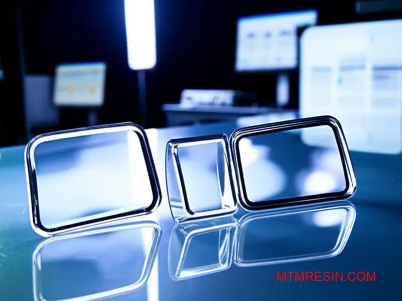 High clarity polycarbonate optical components demonstrating superior light transmission properties for automotive lighting applications