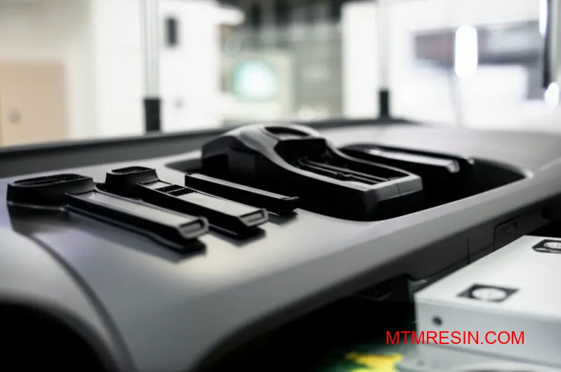 Dimensionally stable PBT automotive panel demonstrating superior warpage resistance and precision molding quality