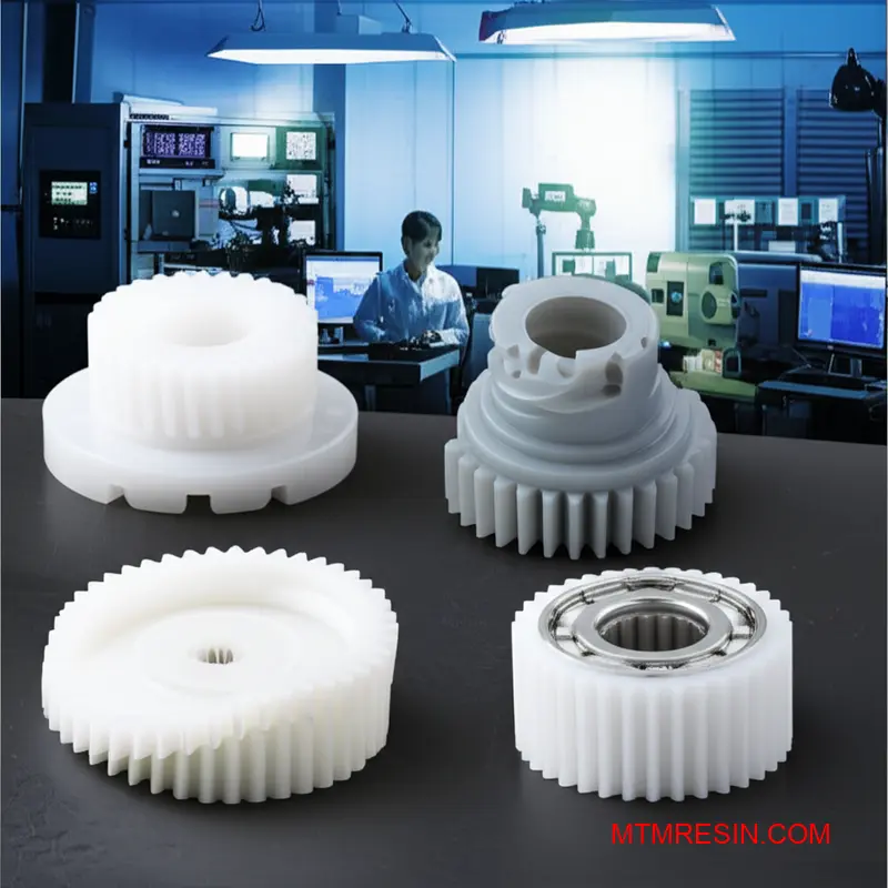 Precision polyoxymethylene gears and acetal engineering parts displaying superior mechanical properties and tribological performance characteristics