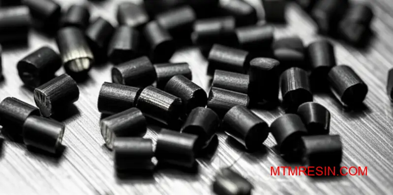 Black reinforced acetal resin pellets containing glass fiber reinforcement for enhanced structural properties