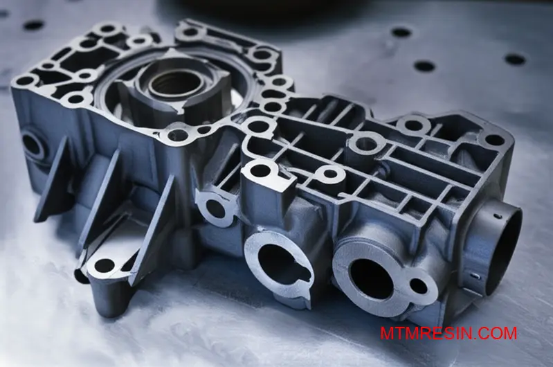 An intricate black engineering plastic part, a typical Akulon K224-G6 application in automotive.
