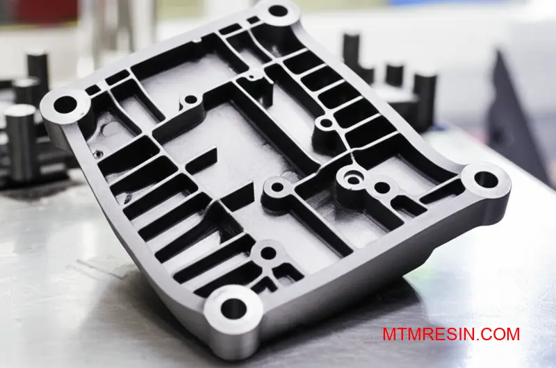 Close-up of a complex, dimensionally stable component made from Akulon PA6-GF30 glass-filled polyamide.