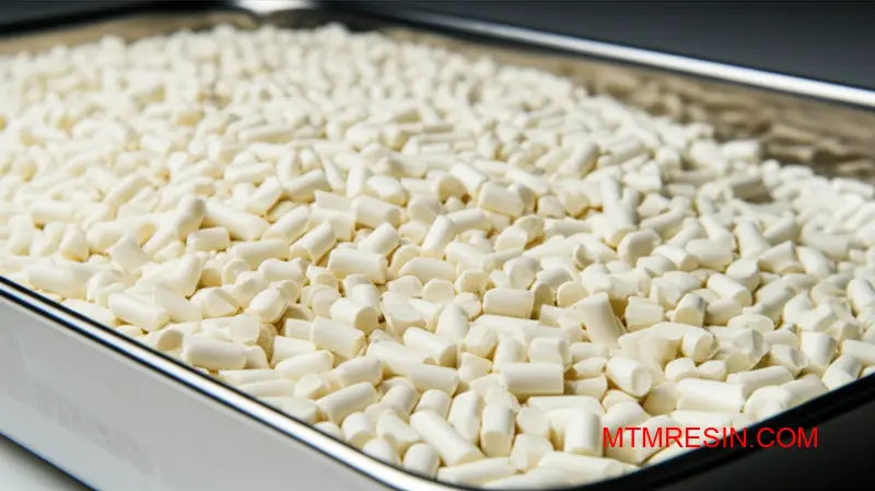 Macro view of Akulon K224-G6 pellets, a type of PA6 GF30 polyamide resin, ready for drying.