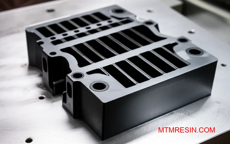 Precision molded black PA6-GF30 component, representing high-performance polyamides like Akulon K224-G6.