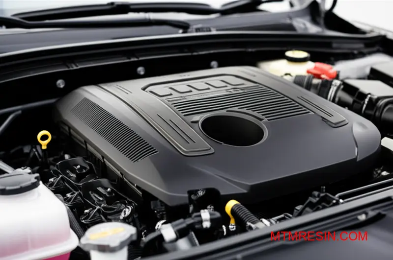 Durable PA46 automotive component demonstrating excellent chemical resistance within a modern car engine environment.