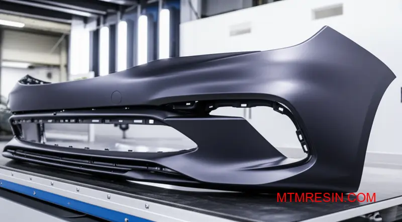 En stabil kofanger til biler støbt af en forstærket komposit, der ligner Exxtral BMU-materialer.