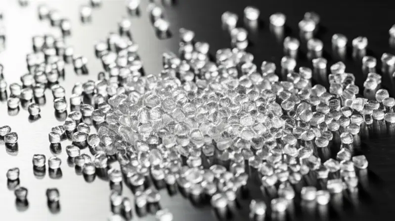 Clear polycarbonate resin pellets showcasing transparency and quality characteristics of Makrolon 2407 grade material for injection molding applications